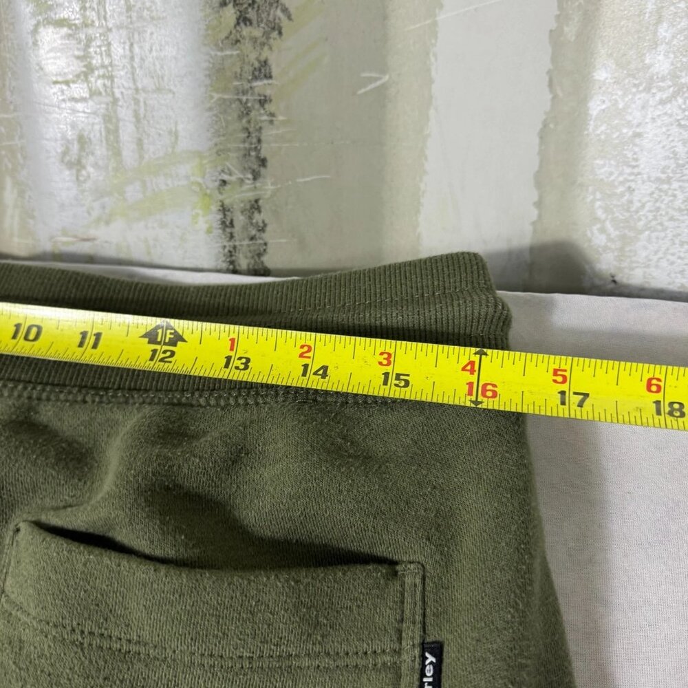 Hurley Jogger Pants Mens Olive Green Fleece Tapered Leg Elastic Waist Size M - Picture 14 of 16